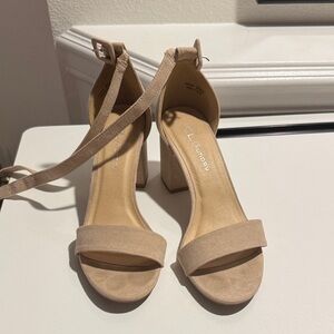 CL by Laundry Beige Block Heel Sandals